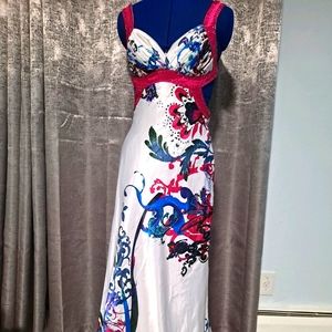 Silk Floral Evening Gown